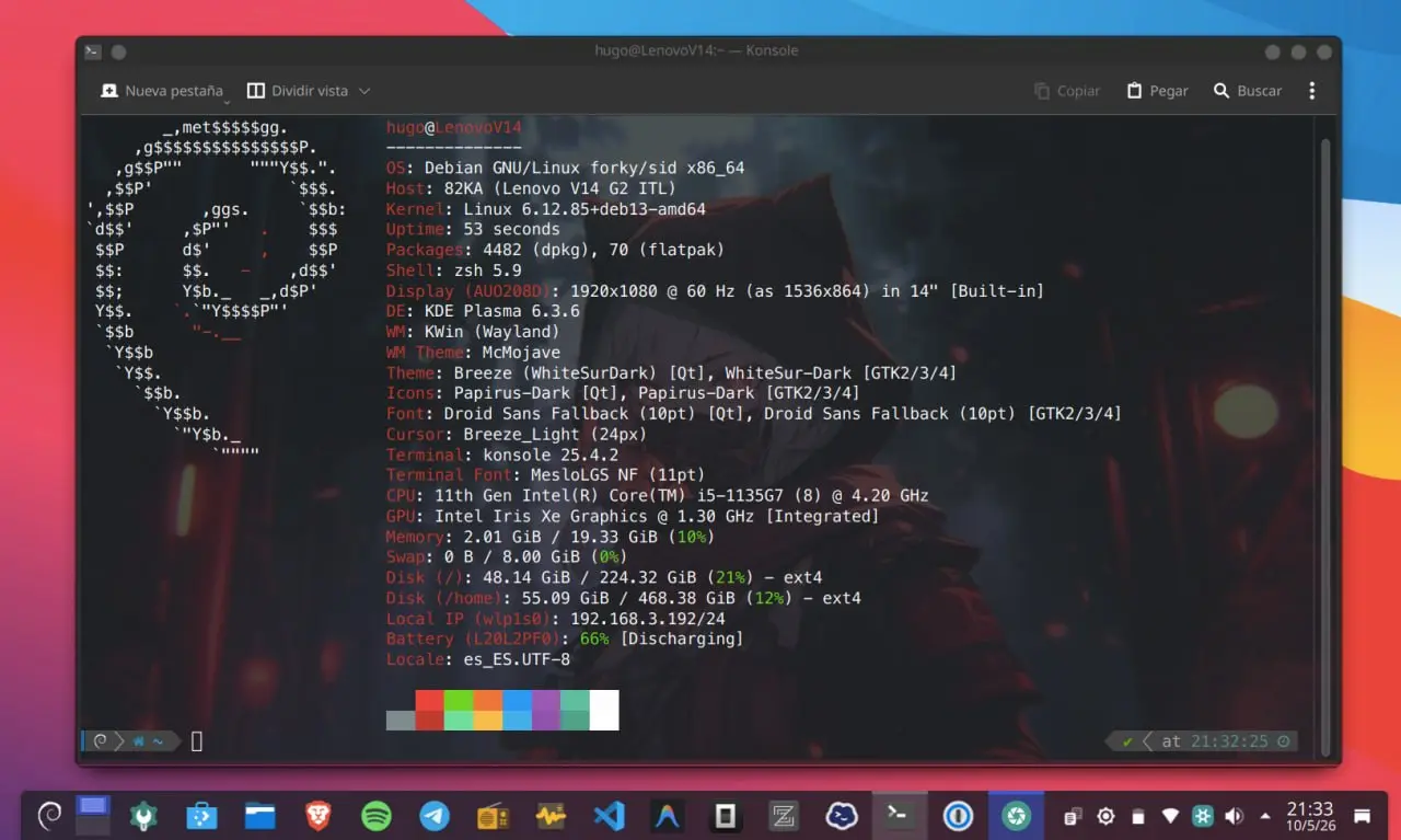 Lenovo V14 con Debian